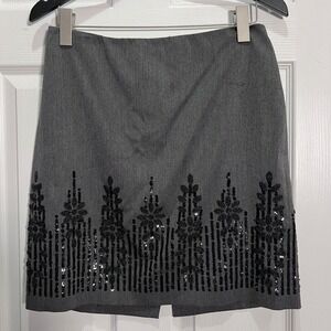 Kelly and Diane Gray Skirt Size 10 Beaded Sequin Embellished Cocktail Party Work